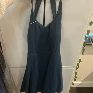 Elegant Blue Halter Dress